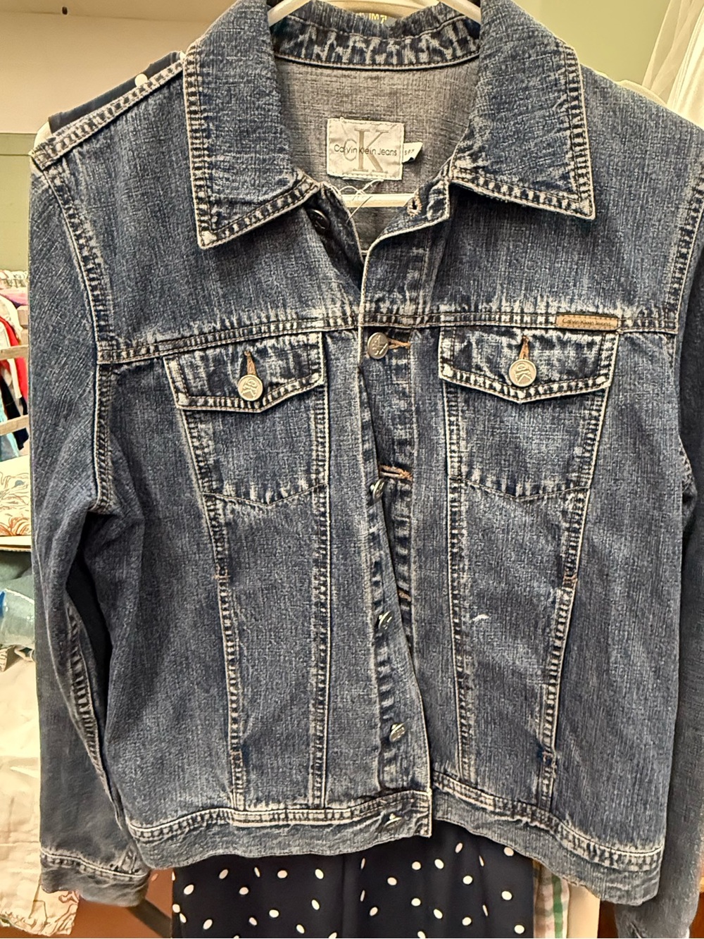 Calvin Klein Jeans Distressed Indigo Denim Jacket